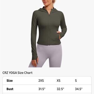 CRZ YOGA Women's Dark Green Zip-Up Hoodie